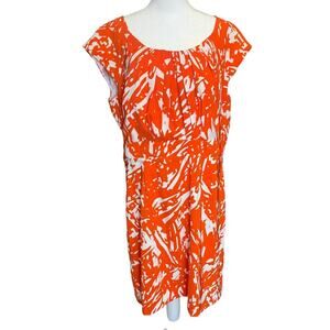 Emma & Michele Orange White Abstract‎ Dress Size 16